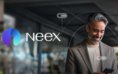 Neex logo and the old man using phone